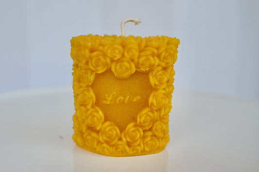 Rose Heart “Love” Beeswax Candle