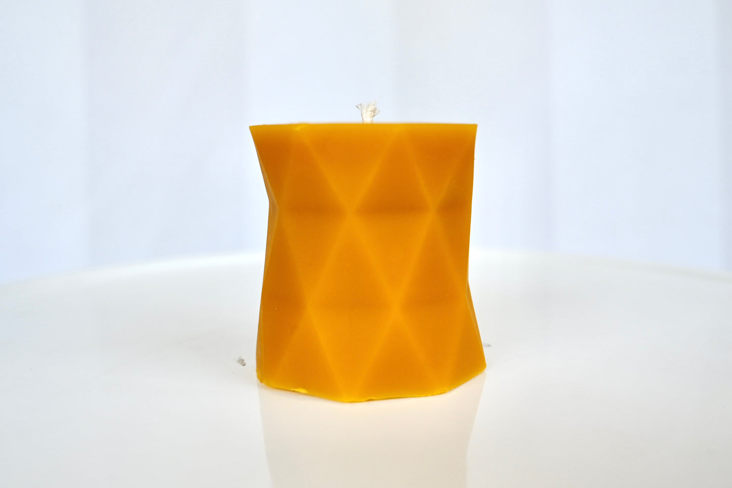 Geometric Hive Pillar Beeswax Candle