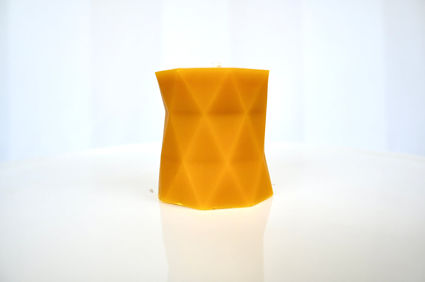 Geometric Hive Pillar Beeswax Candle