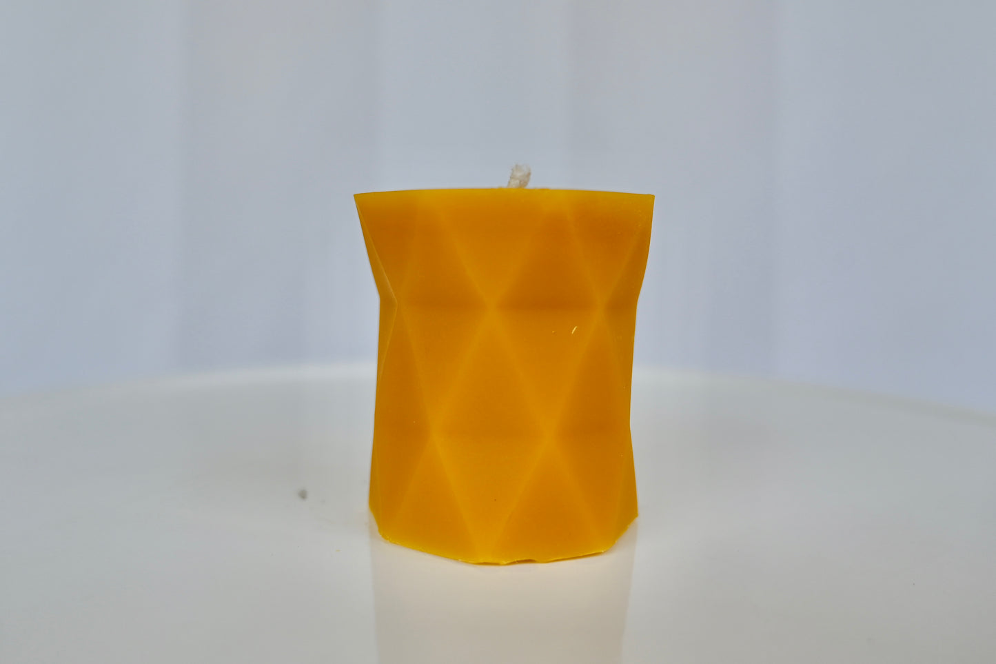 Geometric Hive Pillar Beeswax Candle