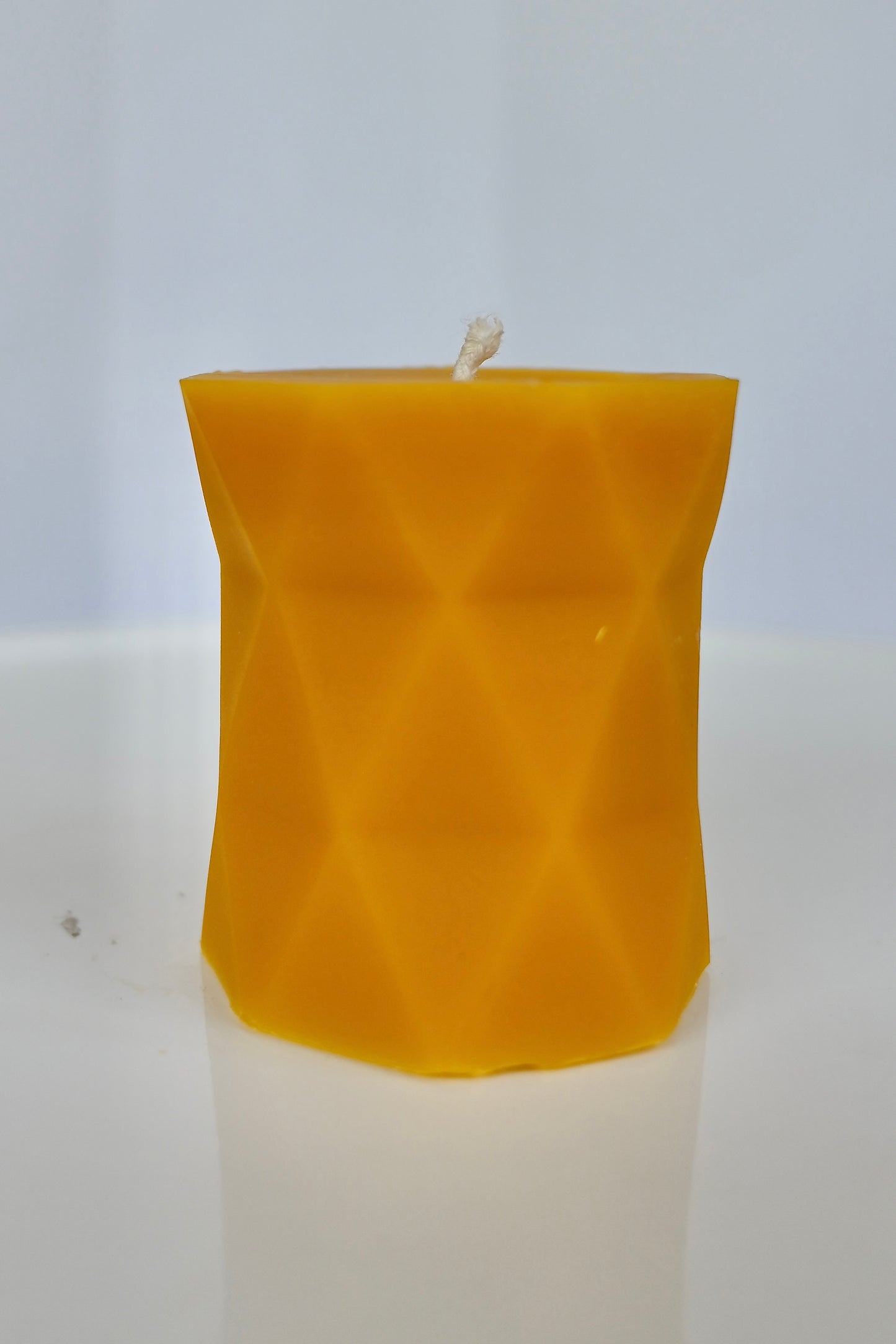 Geometric Hive Pillar Beeswax Candle
