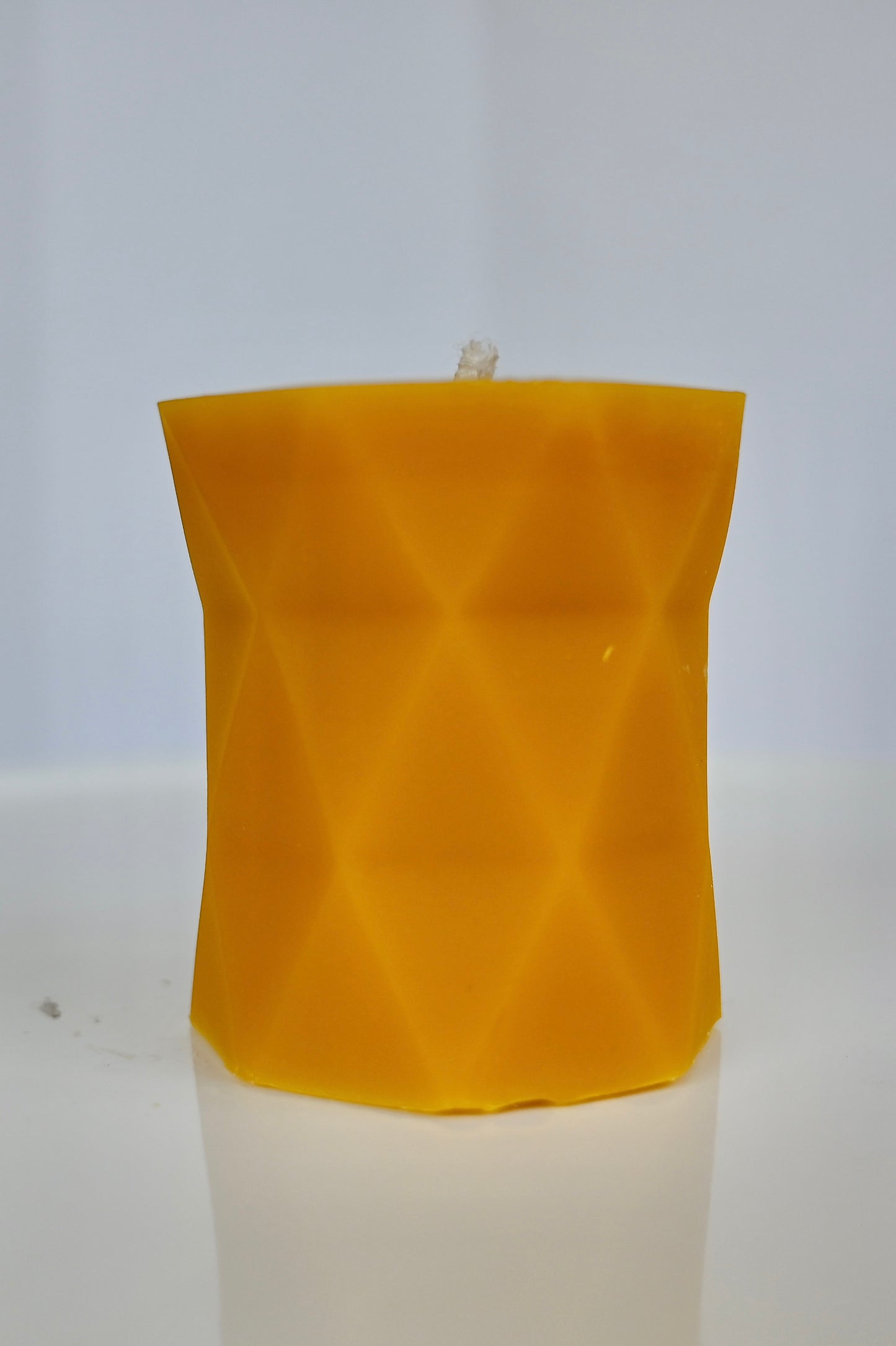 Geometric Hive Pillar Beeswax Candle