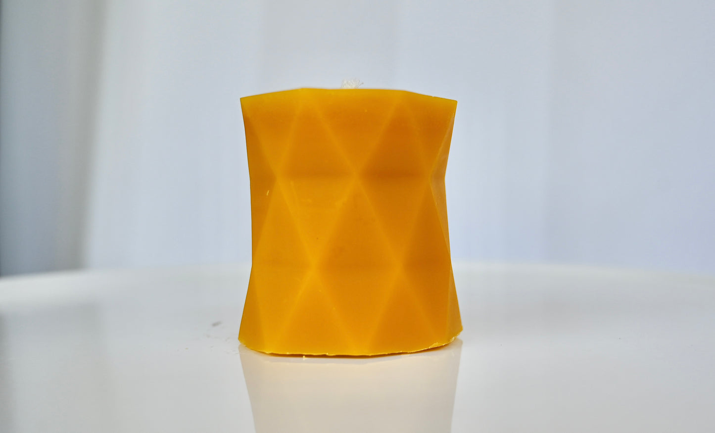 Geometric Hive Pillar Beeswax Candle