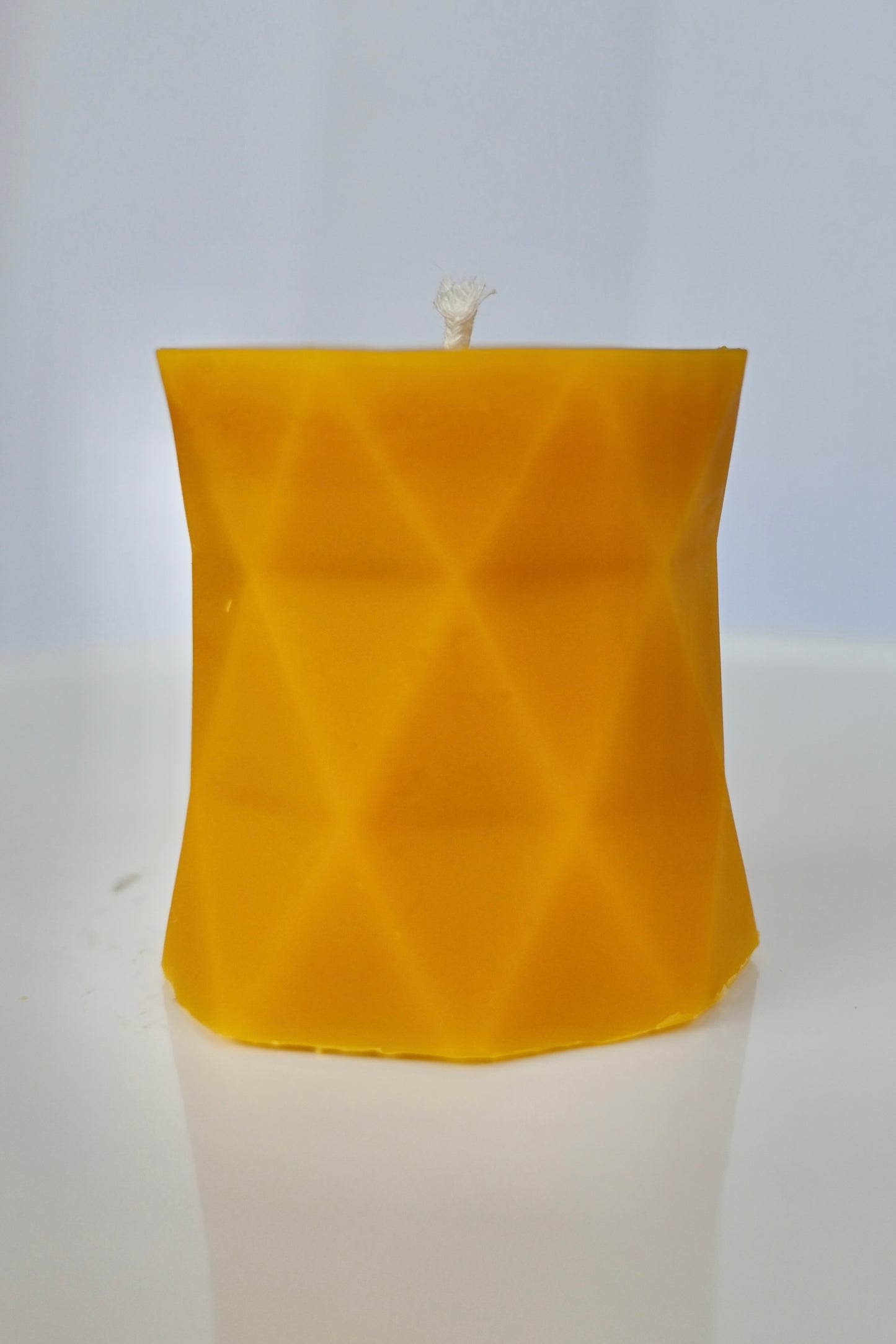 Geometric Hive Pillar Beeswax Candle