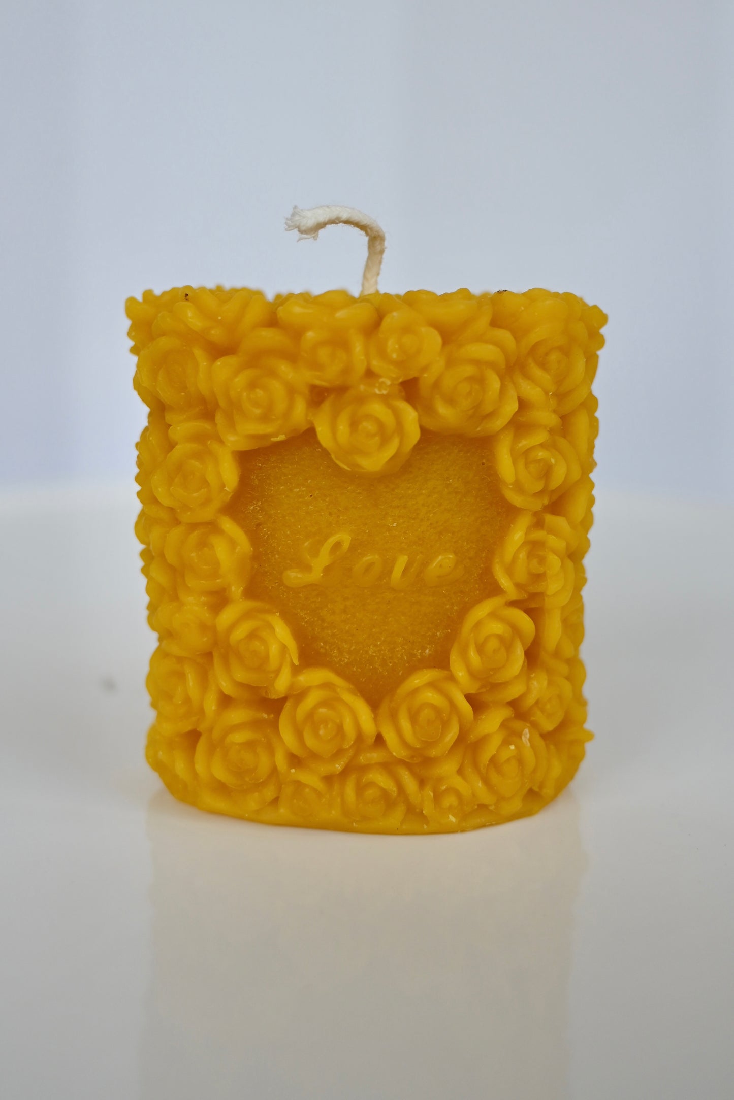 Rose Heart “Love” Beeswax Candle